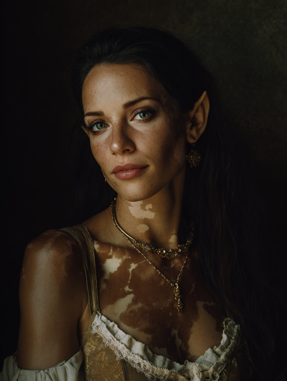 elfe-drow avec vitiligo